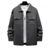 Comércio Exterior Transfronteiriço Estilo Americano Roupa de Trabalho Pesada Jaqueta Casual Retro de Lapela para o Dia a Dia Camisa Casual de Manga Longa com Lã para Homens