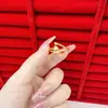 Transmissão ao Vivo de Anéis de Flor Rosa Banhados a Ouro de Alta Qualidade, Mesmo Estilo das Lojas de Ouro, Anéis Ajustáveis Pixiu Banhados a Ouro da Moda, Atacado em Estoque