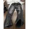 Jeans de patrón de rayo azul cleanfit para hombre estilo callejero americano pantalones de pierna ancha rectos holgados favorecedores para hombre