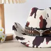 Sombrero Vaquero Occidental de Ante con Estampado de Vaca para Viajes al Aire Libre Sombrero para Circunferencia de Cabeza Grande Sombrero de Estilo Étnico Otoño e Invierno para Mujeres y Hombres