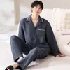 Pijama Sandwich de Algodón para Hombre en Otoño e Invierno Algodón Puro Manga Larga Acolchado Delgado de Algodón Talla Grande Cárdigan Se Puede Usar Fuera Ropa de Casa