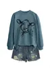 Amazon eBay Estación Independiente Moda Diversión Personalidad Nueva Moda para Mujer Pastoreo de Vacas Diente de León Otoño Invierno Sudadera de Cuello Redondo