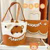 Nova Bolsa de Mão Estilo Balde de Menina de Desenho Animado, Bolsa Quadrada de Ombro Grande Capacidade, Bolsa Criativa de Feltro para Aniversário