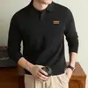 Suéter de Tricô Masculino 26 Outono/Inverno Estilo Old Money Gola Camisa Jovem Luxo Casual de Negócios Tricô Liso Base Suéter