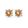 Pendientes de Plata de Ley S925 Chapada con Imitación de Moissanita de 1 Quilate, Pendientes de Diamante de Color de Cuatro Garras, Pendientes de Lujo Accesible