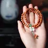 Pulsera Circular Múltiple de Ciprés Natural 6mm DIY Bolsa de la Fortuna de Jade Rosa Pulsera Artística Suave Envolvente para Mujer Venta al por Mayor desde el Fabricante