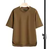 Camiseta de Manga Corta Simple para Hombre de Alta Gama Verano a la Moda Suelta Manga Media Marca de Moda Combinable Camiseta Juvenil Drapeada