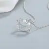 2022 Nuevo Colgante Coreano de Cabeza de Gato con Lazo de Perlas, Lindo y Elegante, Tachonado de Diamantes, Regalo para Novia o Mejor Amiga, Collar