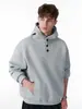 Moletom com Capuz Pesado da Marca Trendy Han Lu para Homens, Estilo Outono, Moletom com Gola Semi-Alta, Design Estruturado, Jaqueta Casual de Cor Sólida.