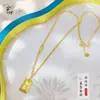 Colar Antigo de Ouro CNC Gelo Triturado Tempestade de Gelo Tijolo de Ouro Pequeno Rico para Atrair Riqueza Luxo Acessível Corrente de Clavícula de Barra de Ouro Pequena de Alta Qualidade para Mulheres