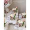 Cartão de borda decorativa de bolo de porcelana azul e branco impresso retrô chinês Bolo de aniversário do dia das mães vestir a inserção do cartão
