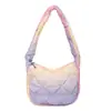 Bolso de Hombro Único de Color Degradado Lindo de Moda para Otoño e Invierno para Mujer, Bolso de Plumas de Gran Capacidad, Bolso de Nicho Versátil de Moda para Mujer