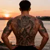 Pegatina de tatuaje semipermanente a base de hierbas para espalda completa, con Shiva y dragón auspicioso, impermeable y de larga duración, pegatina de tatuaje de jugo de hierbas