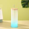 Vaso de paja especial transfronterizo de Amazon resistente a altas temperaturas impresión por transferencia de sublimación vidrio de borosilicato degradado tapa de bambú