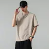 Camiseta de Manga Corta con Cuello Redondo Nueva de Verano 2026 Negro Blanco Albaricoque Café Rojo Corte Holgado Con Etiqueta