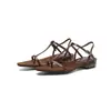 Diseño minimalista, slip-on, punta cuadrada, piel de vaca 2026 ámbar, tacón bajo grueso, piel genuina, tira en T, sandalias de punta abierta para mujer