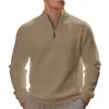 Estação independente transfronteiriça primavera masculina jacquard xadrez pequeno gola alta meio zíper blusa de moletom casual americana manga longa