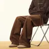 Calças de Veludo Cotelê para Homens e Mulheres, Calças de Moletom Esportivas de Outono e Inverno, Novo Estilo Tendência, Forradas com Fleece, Estilo Americano Soltas de Perna Reta Casuais Longas