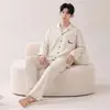 Algodón Puro2026 Nuevo Estilo Pijama de Hombre Primavera/Otoño Manga Larga Pantalón Largo Simple Casual Tallas Grandes Ropa de Casa Se Puede Usar al Aire Libre