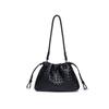 Bolso Nuevo Simple para Mujer, Moderno y Versátil Crema con Cordón Ajustable, Plisado Tejido, Bolsa de Basura, Bolso Nube, Bolso de Hombro Único, Bolso de Axila