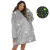 Manta de TV Quente de Inverno Manta Preguiçosa Casual Preto e Branco Estampa de Vaca Leopardo Pijama com Capuz Roupas de Casa