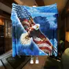 Suministro directo de fábrica manta de franela con estampado de alce Águila bandera americana funda para sofá aire acondicionado manta para siesta
