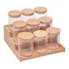 Conjunto de 9 Potes para Armazenamento de Alimentos com Tampa e Suporte de Bambu 22,5x22x8,5cm Vidro Borossilicato - Wolff