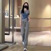 Conjunto Esportivo Casual para Mulheres 2025 Super Popular para o Verão, Lindo Conjunto de Duas Peças com Camiseta que Rejuvenesce e Calça de Pernas Largas, Estilo de Nicho que Não Entra em Conflito