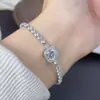 Nuevo brazalete de cristal con circonita de diamantes completos, temperamento simple para mujer, joyería de lujo ligero con destello de azúcar, extensible, venta al por mayor