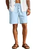 Amazon Verano Nuevo Hombres Color Sólido Algodón Lino Pantalones Cortos Sueltos Deportivos Casuales Pantalones de Playa Algodón Lino Transpirables