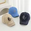 Boné de Baseball Infantil com Costura Visível, T-Rex Bordado Estilo Americano, Chapéu de Sol Casual Vintage para Uso ao Ar Livre