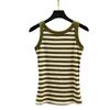 Novo colete listrado de verão moda colete de fio com cobertura gola redonda respirável blusa de base colete de base anti-exposição