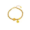 Pulsera de Latón Dorado Estilo Nuevo Flor de Loto de la Fortuna para Mujer, Estilo Chino Lujo Ligero Versátil Buena Suerte Flor de Loto Pulsera de Alta Elasticidad