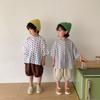 Roupas de verão coreanas para crianças nova camisa infantil de bolinhas para meninos e meninas de pequeno e médio porte bebê bolinhas coreana T blusa de manga curta