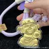 Gato de la Suerte Chapado en Oro, Dibujo Animado del Dios de la Riqueza, Atrae Riqueza, Trae Prosperidad, Correa para Cadena de Teléfono Móvil, Decoración, Colgante para Bolso