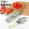 Herramienta de Acero Inoxidable Tres en Uno para Cortar Sandía, Divisor Multifuncional de Frutas, Extractor de Carne, Gadget de Cocina Transfronterizo
