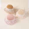 Sombrero de Paja con Encaje de Flor de Verano Sombrilla Sombrero Decorativo con Lazo y Perla para Niña Sombrero de Sol para Vacaciones