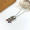 Collar Único de Metal Europeo y Americano Ins Cóncavo y Convexo Plegado Colgante de Borla de Piedra Natural Cadena para Suéter Diseño de Nicho Elegante