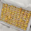 Anillo de Oro Arena Emulación 24K de Alta Imitación Moda para Mujer Combinable Trébol de Cuatro Hojas Anillo Abierto Productos de Bienestar en Vivo