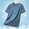 Playera de Hombre de Seda de Hielo Verano Ins Moda Transpirable Malla Ajustada Manga Corta Juvenil Simple Delgada Secado Rápido Deportiva Manga Corta
