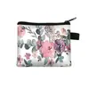 Monedero floral para mujer, tarjetero portátil, monedero, llavero, tarjetero, pequeño cuadrado