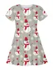 Vestido Curto de Manga Curta Soltinho para Meninas com Estampa Digital 3D de Boneco de Neve de Desenho Animado para o Natal - Comércio Exterior Transfronteiriço Europeu e Americano