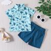 Roupas infantis de verão 2025 novas roupas infantis para meninos pequenos camisa com lapela top de manga curta shorts casuais conjunto de 2 peças