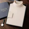 Suéter de Cachemira con Cuello para Hombre Otoño e Invierno Casual de Negocios Joven y de Edad Media Suéter de Punto de Color Sólido Top Base Holgado
