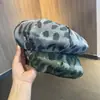 Boina Octagonal de Camuflaje para Mujer, Moda de Primavera y Otoño, Boina de Artista con Estampado de Leopardo, Circunferencia de Cabeza Grande, Boina Retro Británica