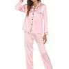Traje de ropa para el hogar estilo europeo y americano, pijama para mujer, suministro de comercio exterior, cárdigan de satén de manga larga, manga larga, Otoño Nuevo