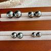 Aretes Perla Negra Noche Oscura Vintage Estilo Hong Kong Plata 925 Aretes de Perla Gris Platino de Alta Gama