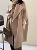 Em estoque: Chique coreano, xale capa de lã de alta qualidade, casaco de lã com lapela elegante, agasalho feminino, 19823