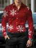 Camisa Otoño 2026 Cruzada Casual Navidad Ropa para Hombre Europea y Americana Camisa Estampada Cárdigan Camisa de Manga Larga