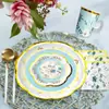Fiesta de Cumpleaños Temática de Fiesta de Té Vajilla Desechable Plato Taza con Asa Plato de Papel con Forma Especial Set de Artículos de Decoración
